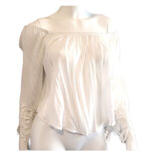 Ambiance Off White Off Shoulder Gauze Top size Medium NEW TAGS